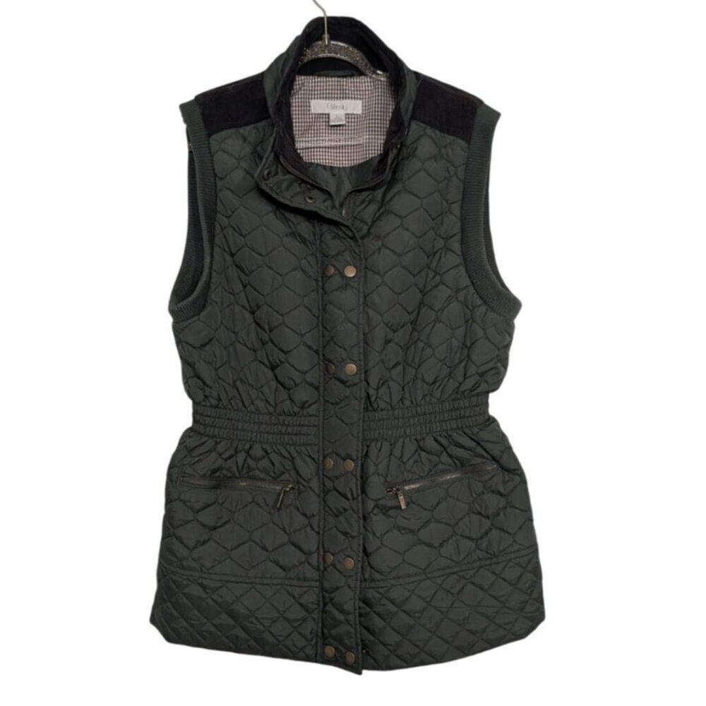 Sfera Quilted Vest Womens Size Large Green Equestrian Outdoor Nylon Full Zip